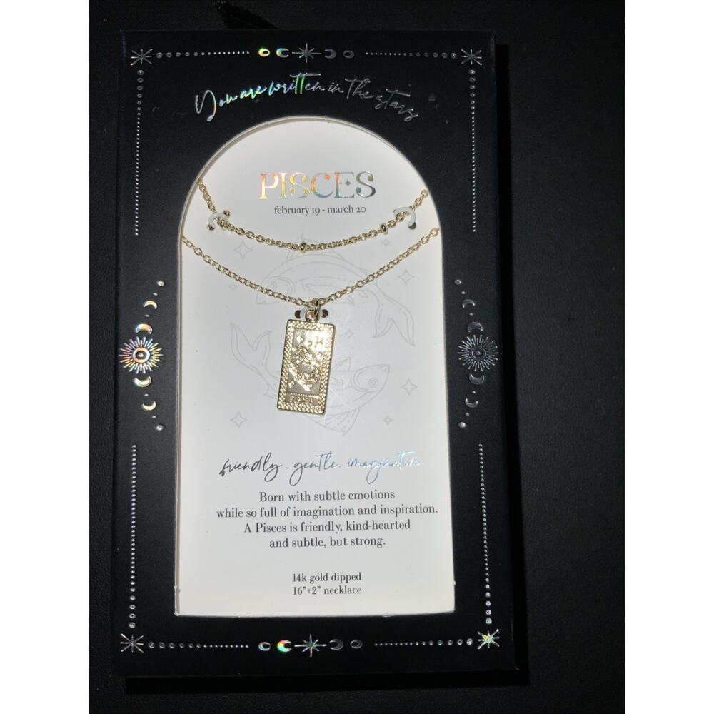 14k gold Dipped Pisces Zodiac Necklace New In Box